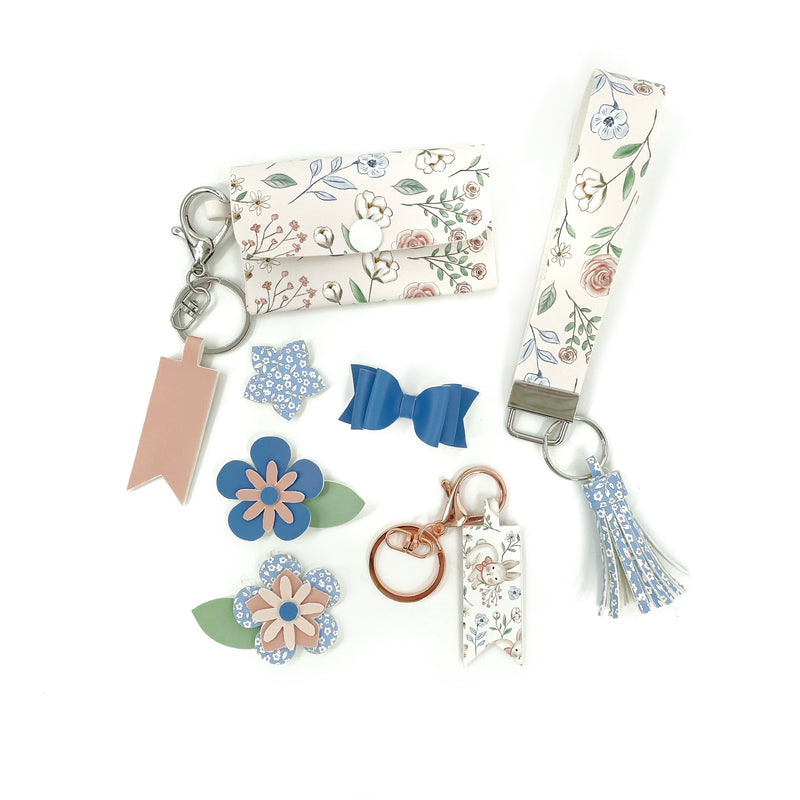 Wallet, Tassel, Flower, Wristlet Key Chains, and Bow Shapes Hand Cut Sheet