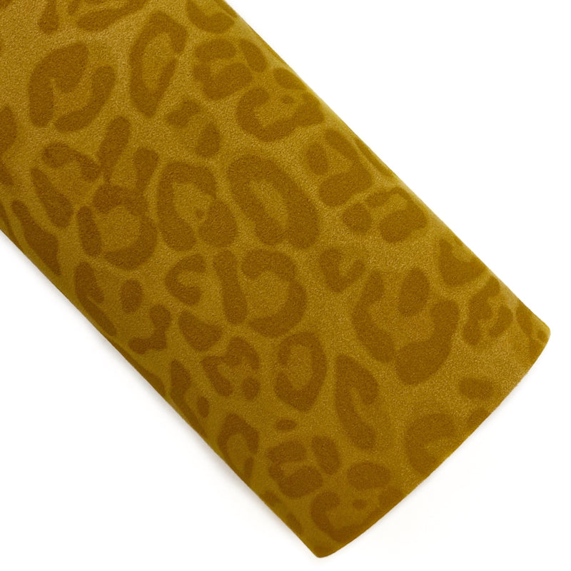 Mustard Leopard Suede Vegan Leather
