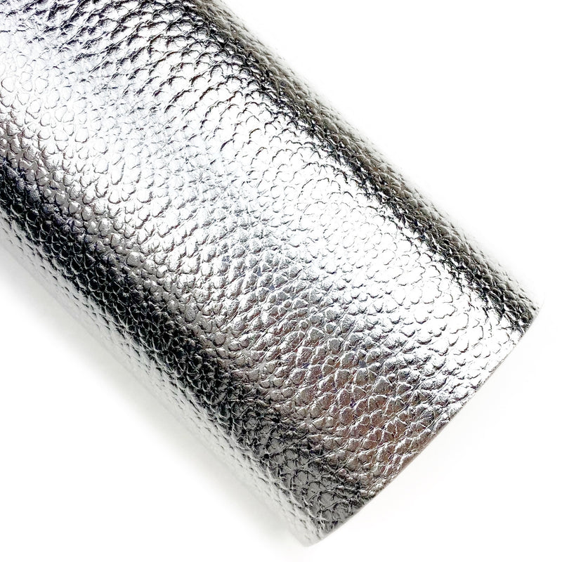 Silver Metallic Pebbled Vegan Leather