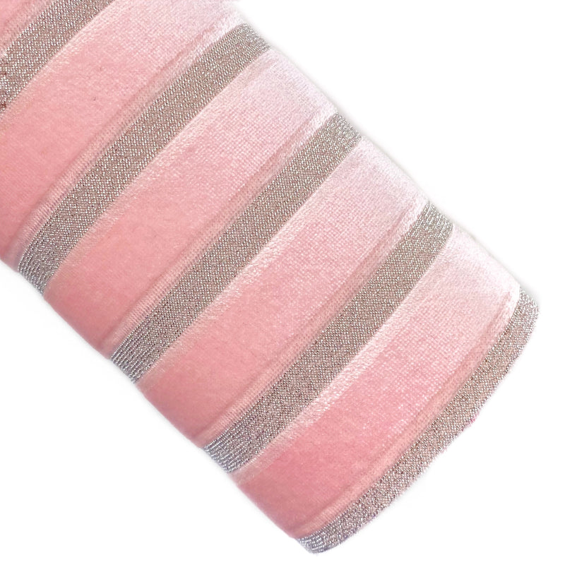Blush Ribbon Stripe Velvet Vegan Leather