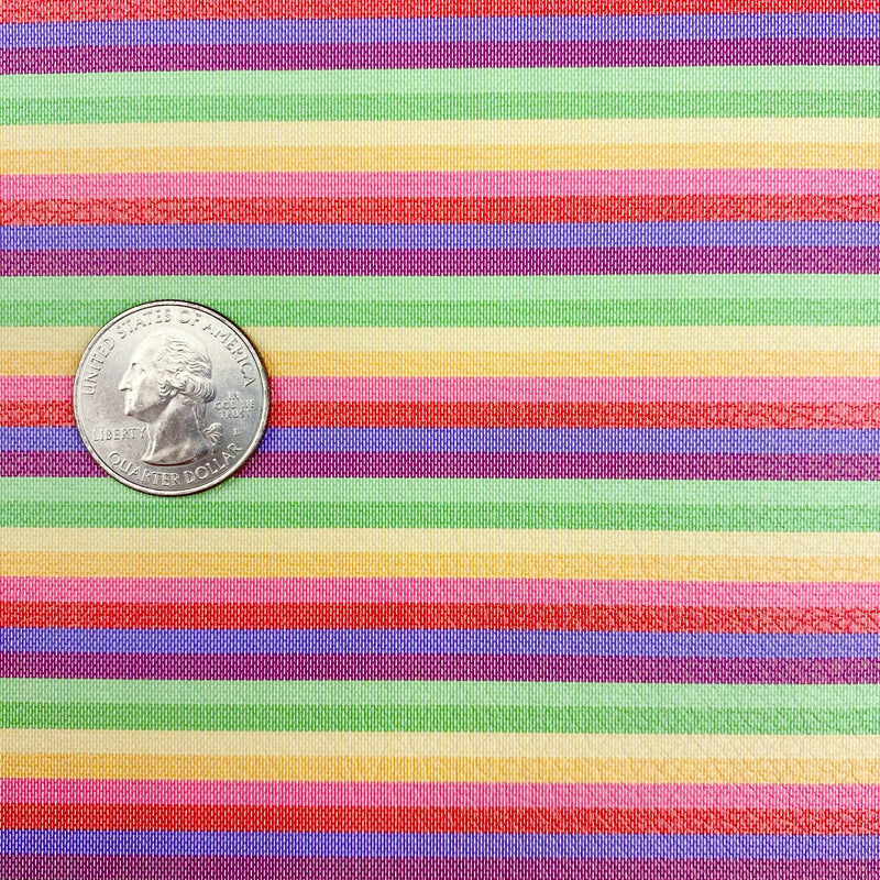 Fruit Stripe Rainbow Seersucker Vegan Leather