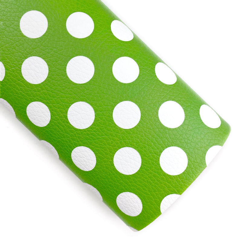 Green Large Polka Dots Vegan Leather