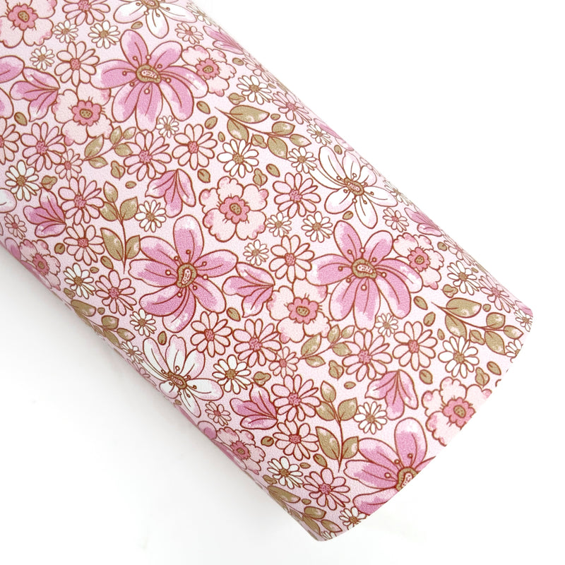 Loveable Pink Floral Vegan Leather