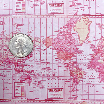 Pink Vintage Map Vegan Leather
