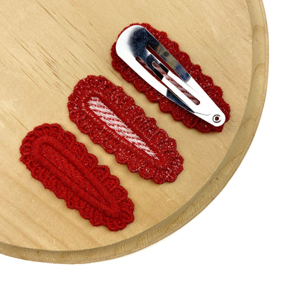 Set of 3 Red Crochet Snap Clip Covers