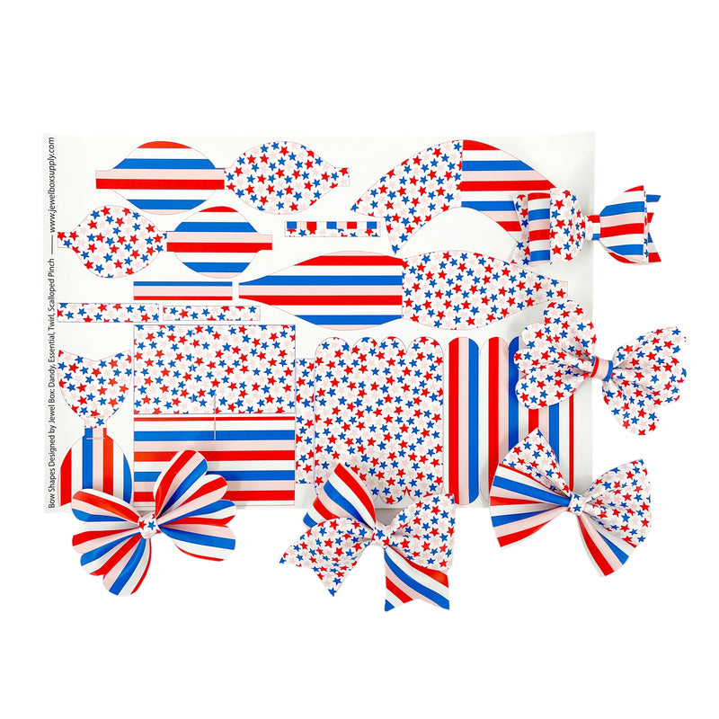 Pink Stars and Stripes Two Toned Bow Combos Hand Cut Sheet