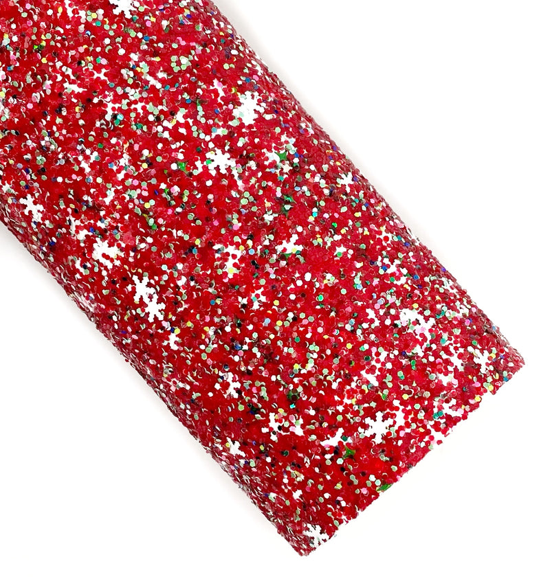 Twinkling Red Snowflake Chunky Glitter